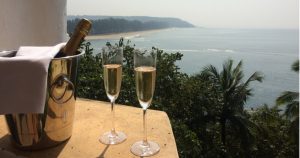 Champagne with a view over the Arabian Sea