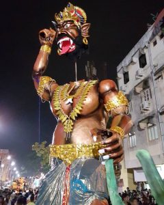 Narakasur statue during the festival of Diwali in Goa